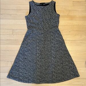 Banana Republic Black and Gray Tweed Midi Dress